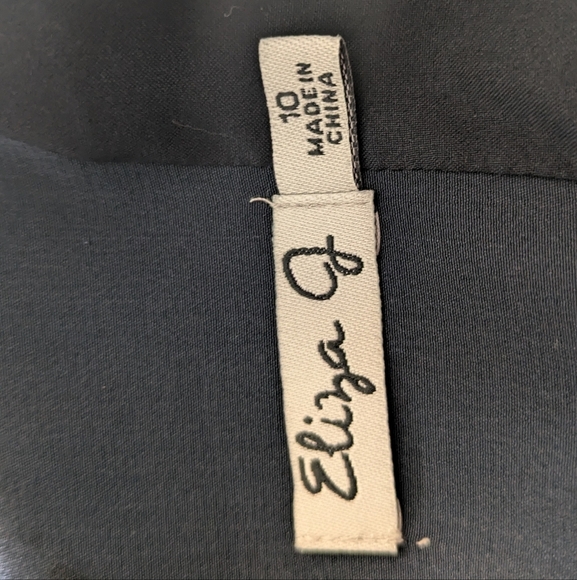 Eliza J NEW  100 % Silk Colorblock Crepe De Chine Navy Dress Belt Sz10 Knee Leng - Picture 13 of 13
